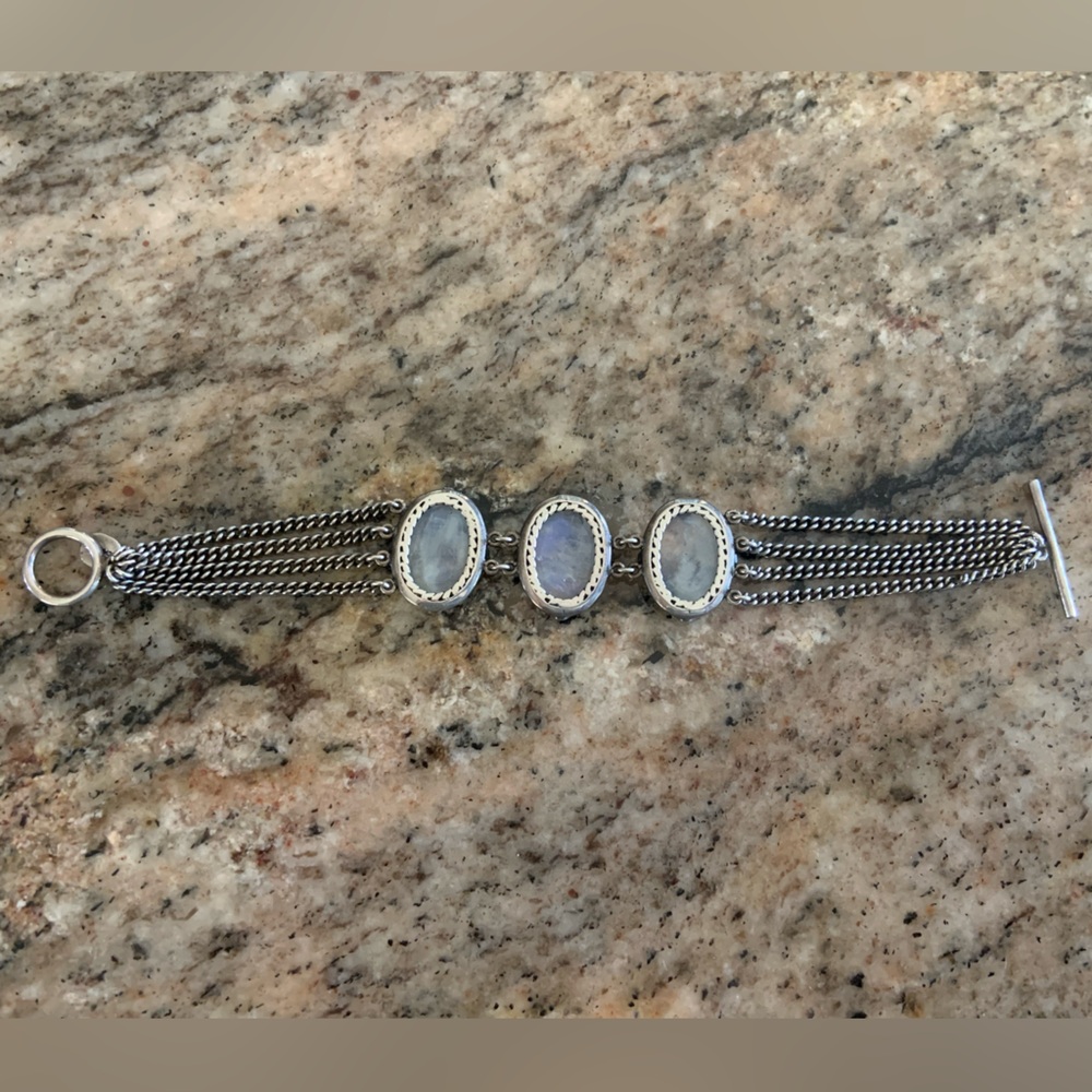 Chan Luu Sterling Silver Moonstone Link & 4 Strand Chain Bracelet - Picture 8 of 11